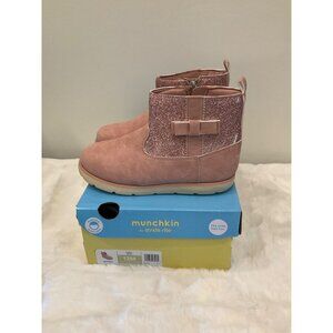 Munchkin by Stride Rite Girl's Size 12M Avalon Pink Glitter Side-Zip Boots NEW